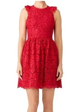 Nha Khanh Red Kinsley Lace Dress - 0